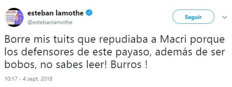 Los fuertes tweets de Esteban Lamothe contra Mauricio Macri ¡que luego borró!: los mensajes y su aclaración