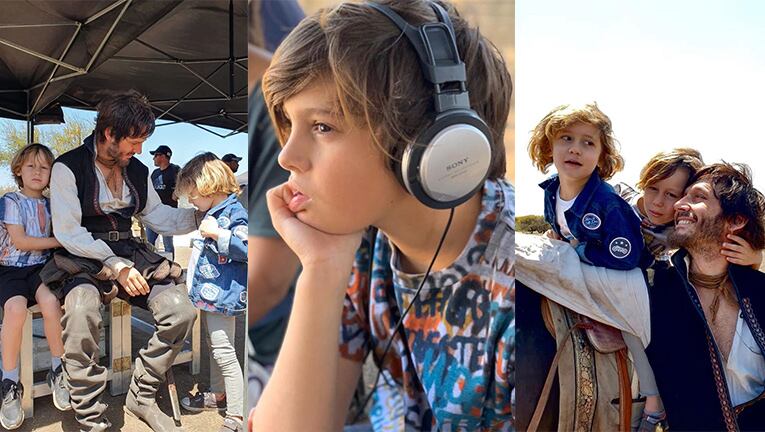 Los hijos de Benjamín, atentos y divertidos en el set.
