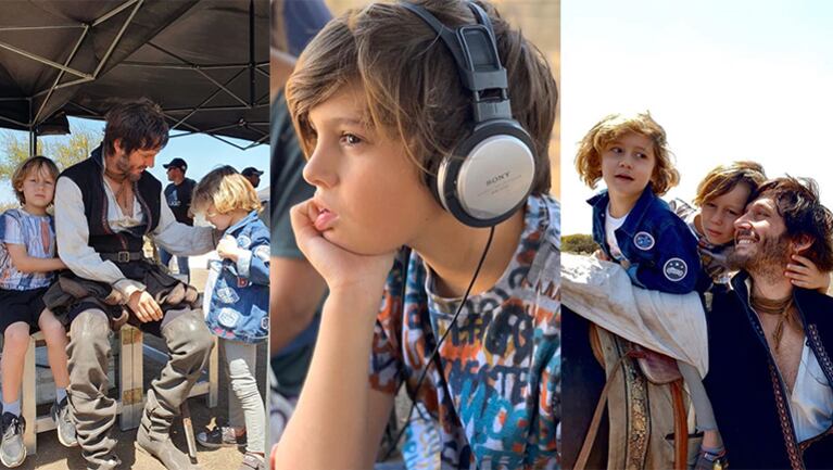 Los hijos de Benjamín, atentos y divertidos en el set.