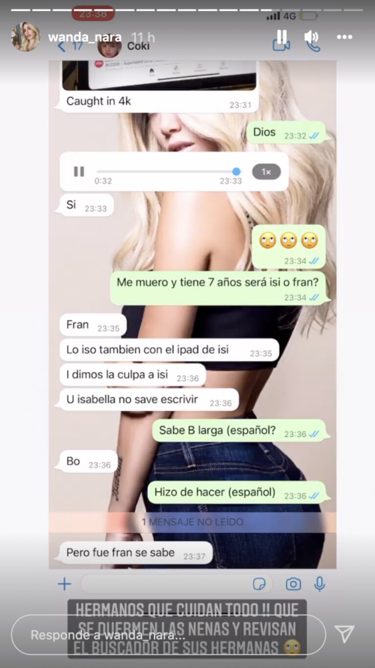 Los hijos varones de Wanda Nara mandaron al frente a Francesca por sus búsquedas en Internet: "Cuidan todo"