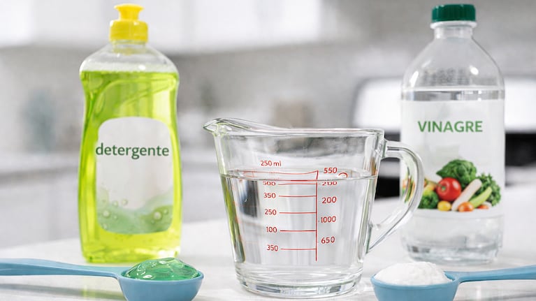 Los insumos necesarios para el truco de lavar el espejo. Foto: IA: (ChatGPT)