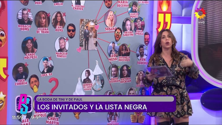 Los invitados a la boda de Tini y De Paul.