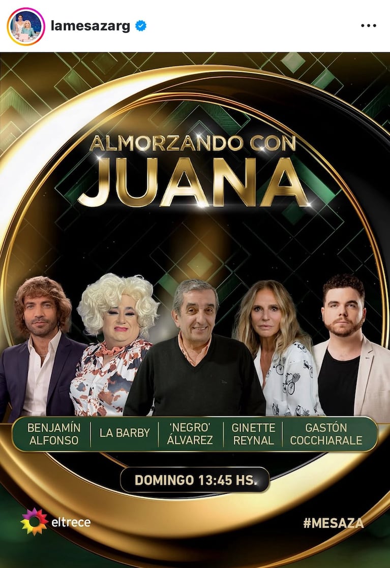 Los invitados de Juana Viale del domigno 24 de agosto (Foto: captura de Instagram/@lamesazarg).
