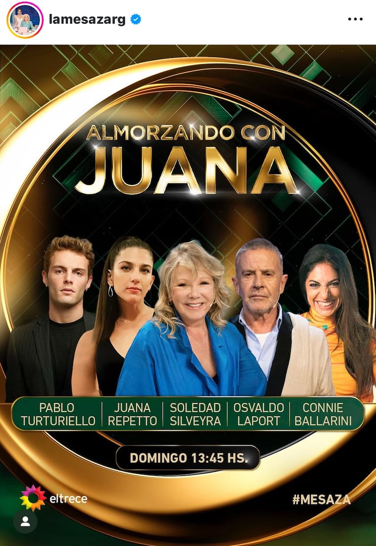 Los invitados de Juana Viale del domingo 1 de junio del 2025 (Foto: captura de Instagram/@lamesazarg).