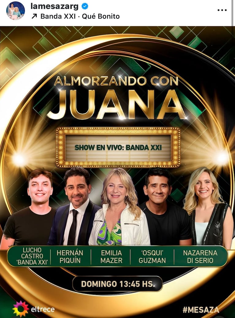 Los invitados de Juana Viale del domingo 12 de octubre (Foto: Instagram)