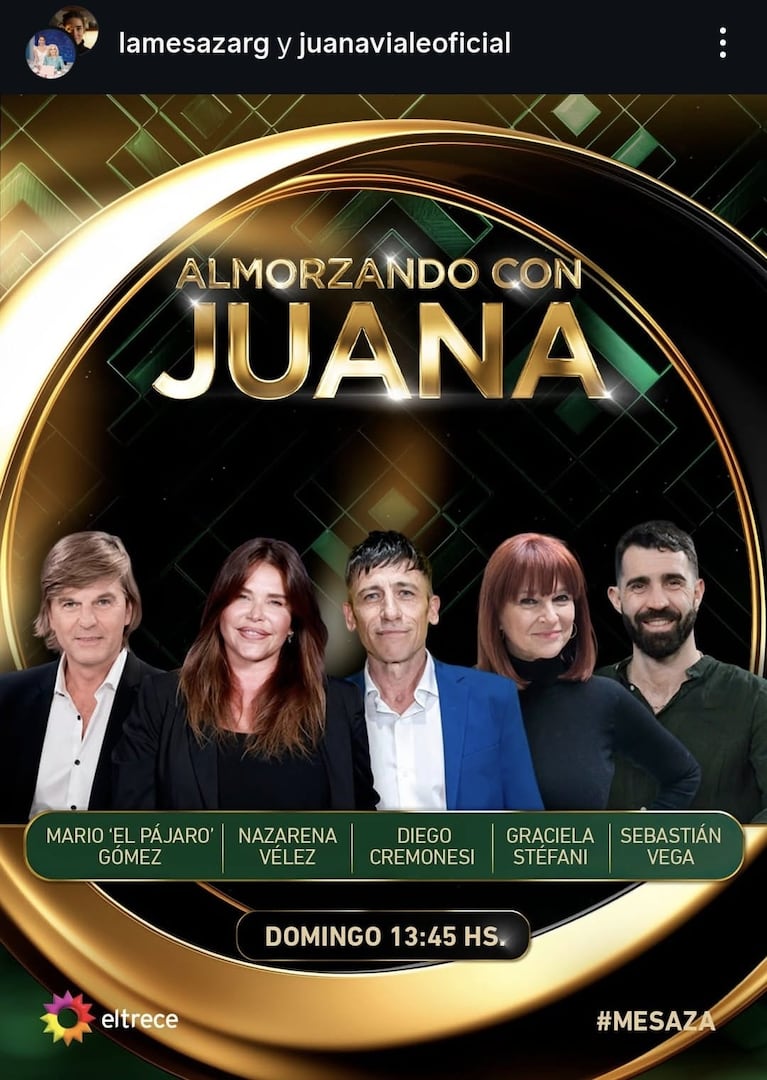 Los invitados de Juana Viale del domingo 14 de diciembre (Foto: Instagram/@lamesazarg).