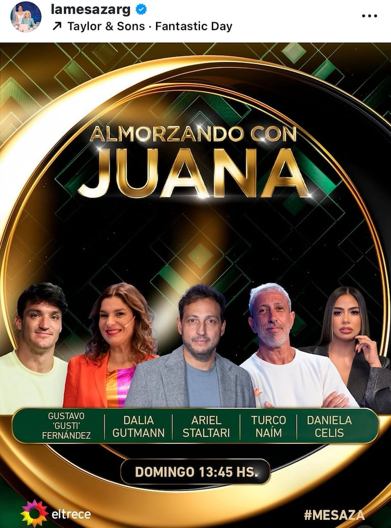 Los invitados de Juana Viale del domingo 19 de octubre (Foto: captura de Instagram/@lamesazarg).