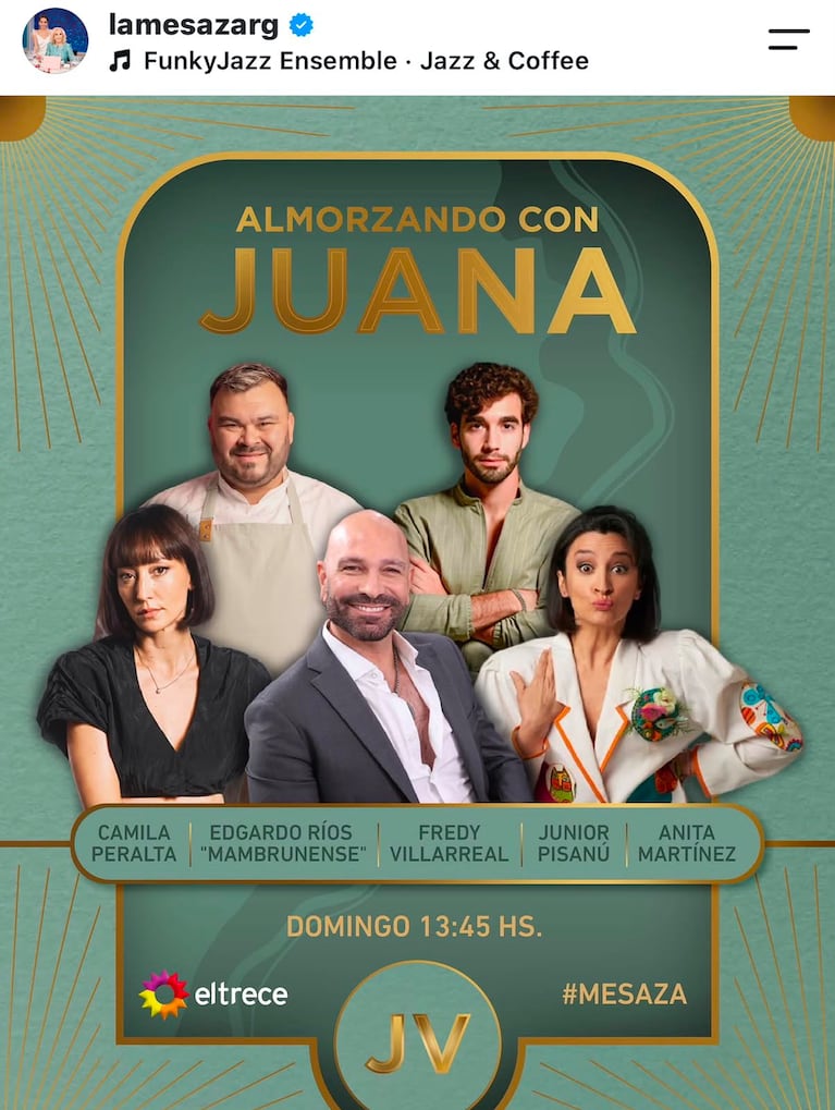 Los invitados de Juana Viale del domingo 2 de agosto del 2026 (Foto: Instagram/@lamesazarg).