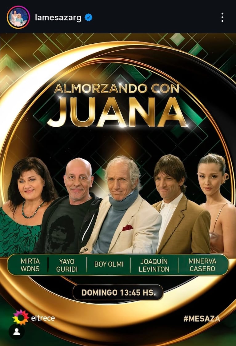 Los invitados de Juana Viale del domingo 2 de agosto (Foto: captura de Instagram/@lamesazarg).