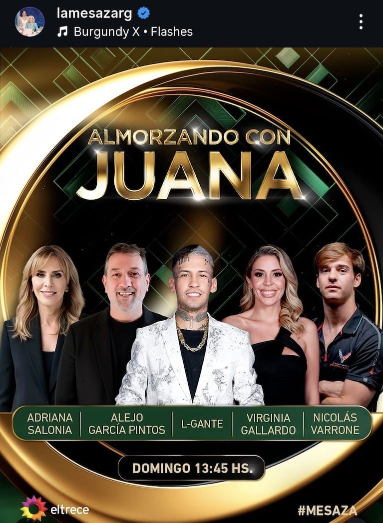Los invitados de Juana Viale del domingo 2 de noviembre (Foto: captura de Instagram/@lamesazarg).