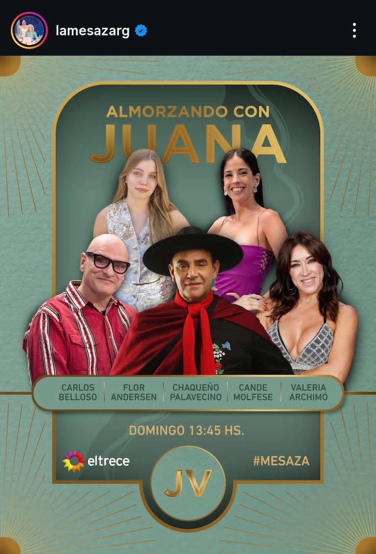 Los invitados de Juana Viale del domingo 24 de mayo (Foto: Instagram/@lamesazarg).