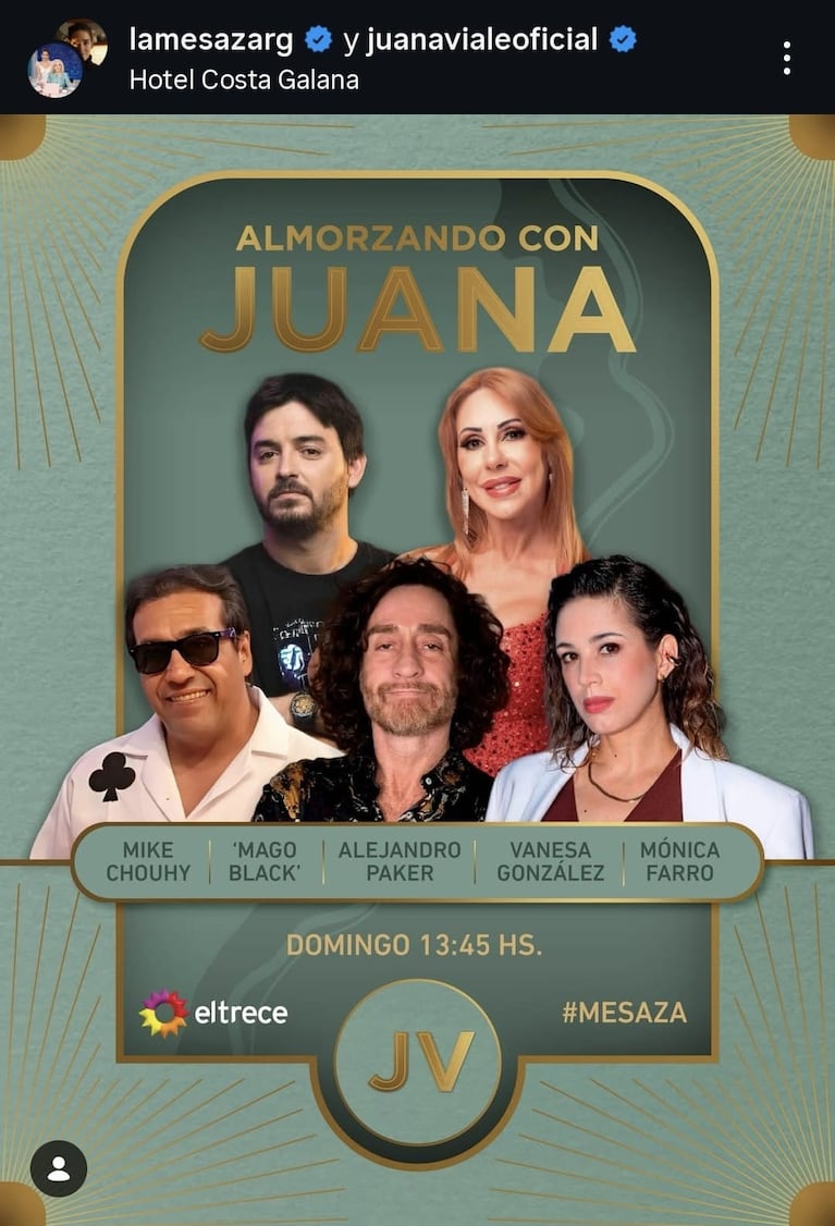 Los invitados de Juana Viale del domingo 25 de enero del 2026 en Mar del Plata (Foto: Instagram/@lamesazarg).
