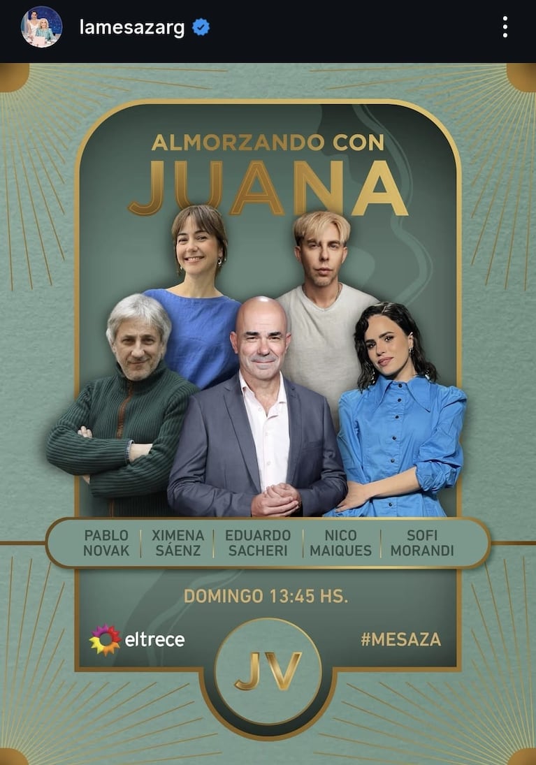 Los invitados de Juana Viale del domingo 26 de julio (Foto: Instagram/@lamesazarg).