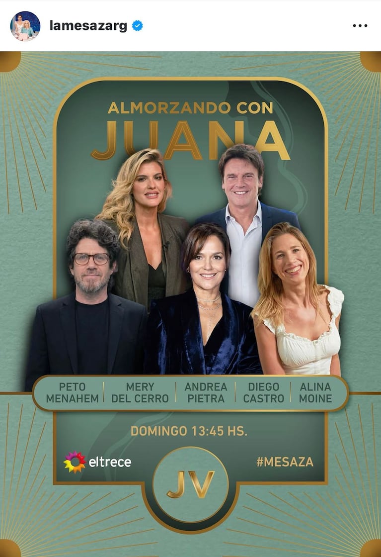 Los invitados de Juana Viale del domingo 31 de mayo (Foto: Instagram/@lamesazarg).