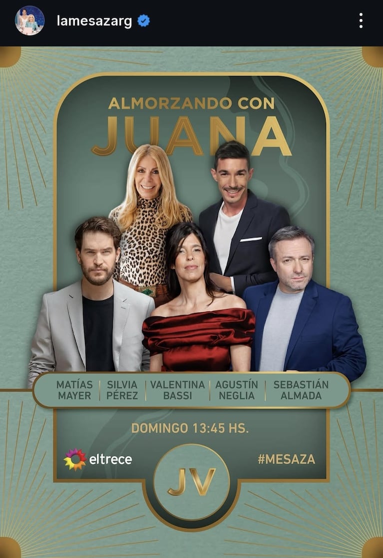 Los invitados de Juana Viale del domingo 5 de julio del 2026 (Foto: Instagram/@lamesazarg).