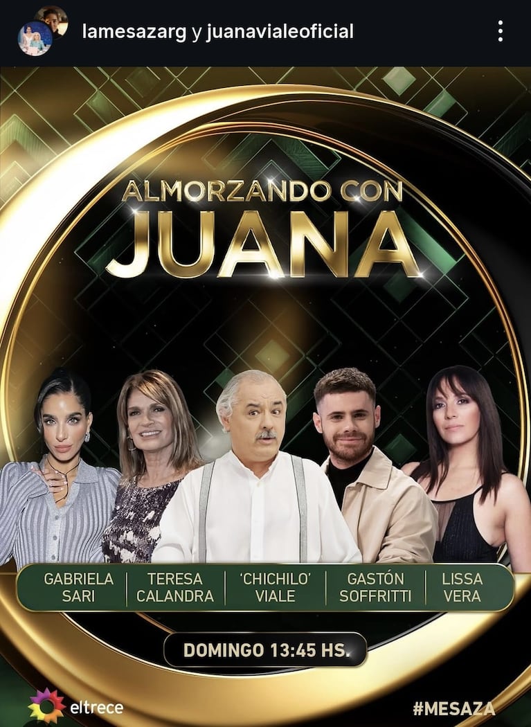 Los invitados de Juana Viale del domingo 7 de septiembre (Foto: captura de Instagram/@lamesazarg).