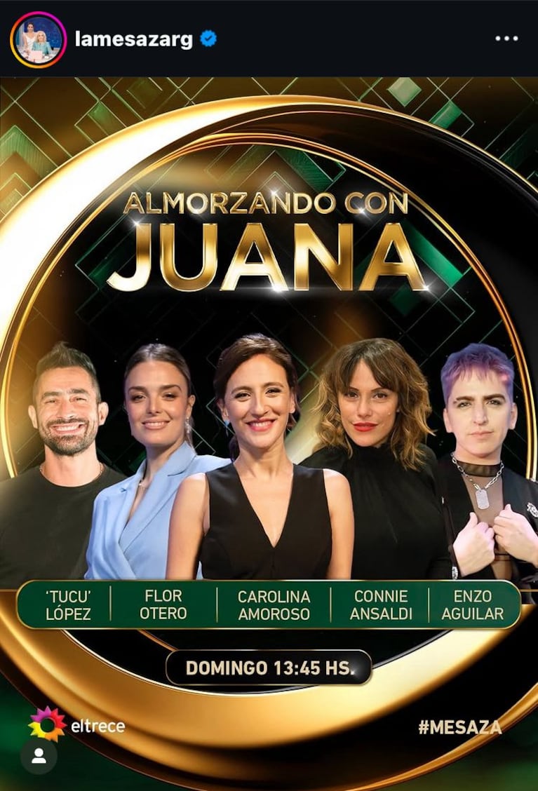 Los invitados de Juana Viale del sábado 21 de junio (Foto: captura de Instagram/@lamesazarg).
