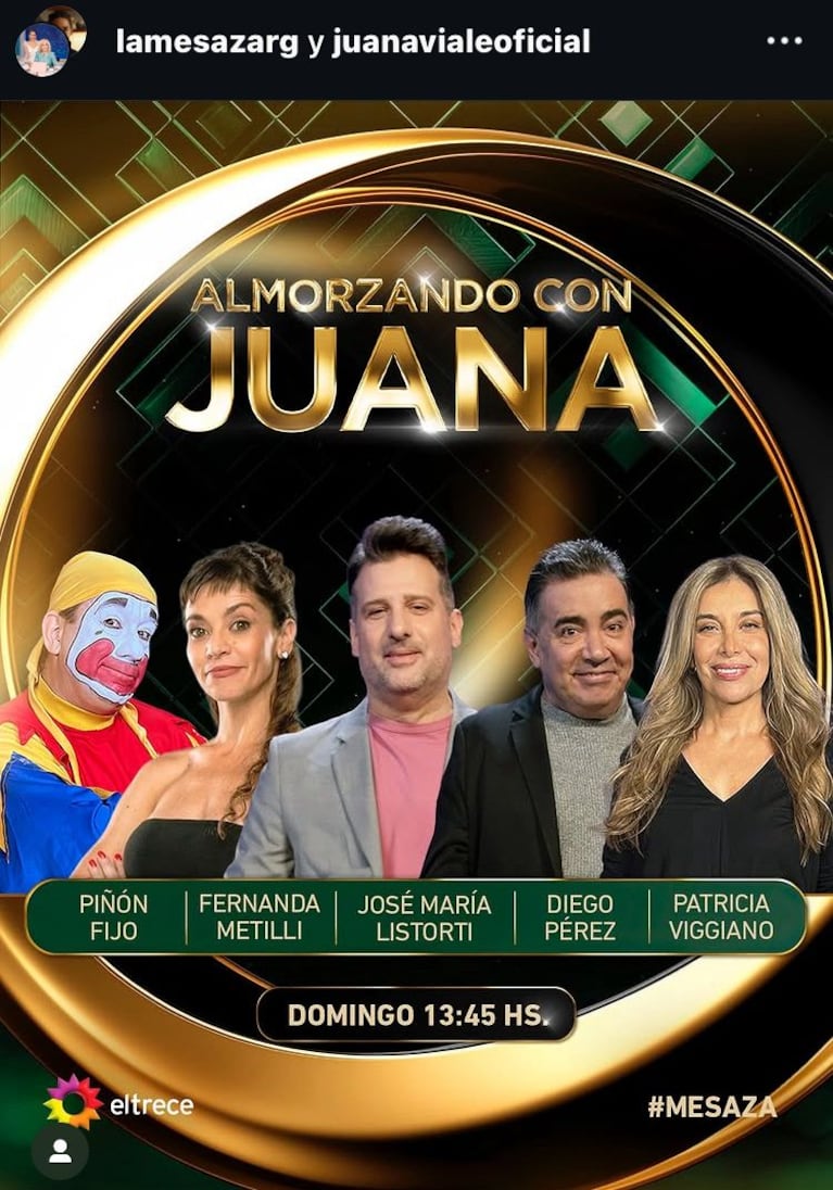 Los invitados de Juana Viale en Almorzando con Juana (Foto: captura de Instagram/@lamesazarg).