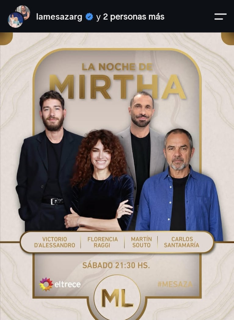 Los invitados de La Noche de Mirtha del sábado 10 de octubre del 2026 (Foto: Instagram/@lamesazarg).