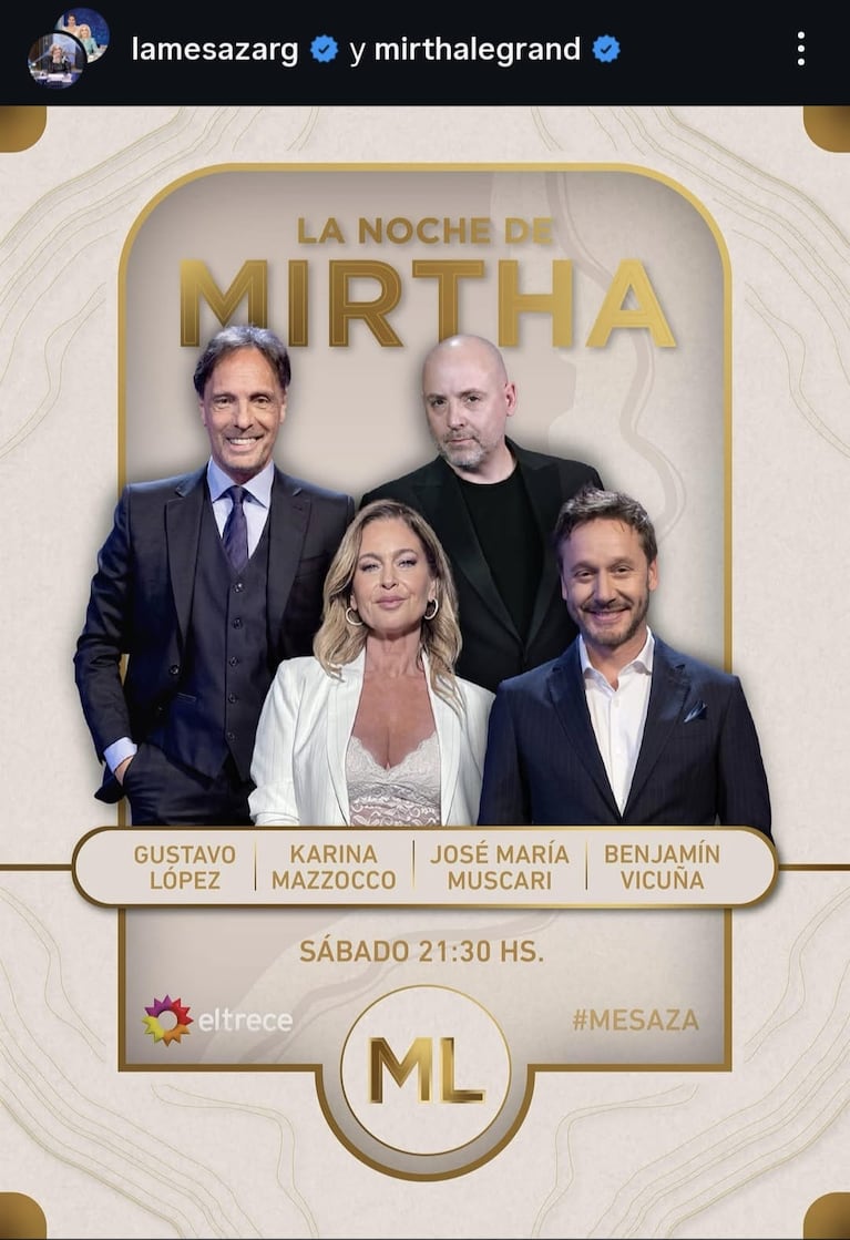 Los invitados de La Noche de Mirtha del sábado 25 de julio del 2026 (Foto: @lamesazarg).