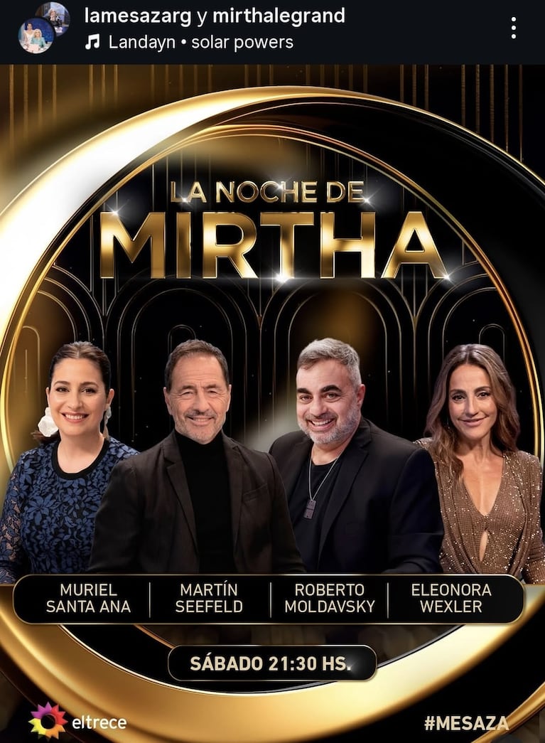 Los invitados de La Noche de Mirtha del sábado 25 de octubre (Foto: Instagram/@lamesazarg).