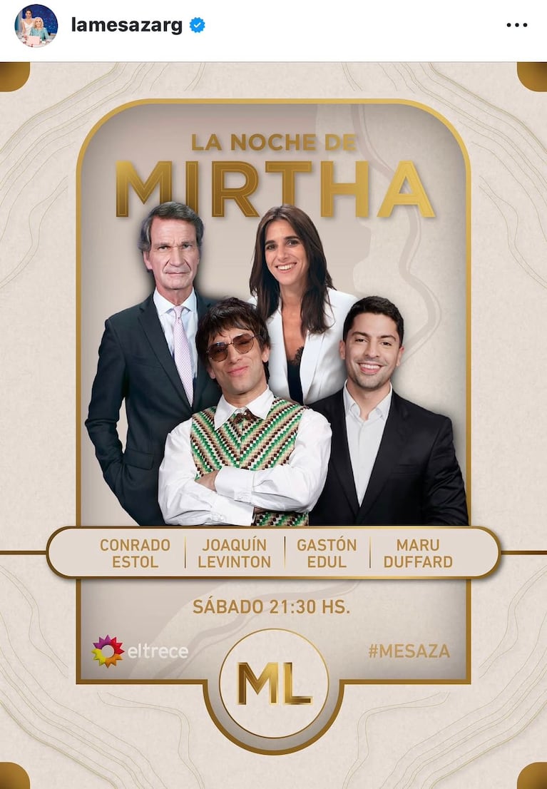 Los invitados de La Noche de Mirtha del sábado 26 de abril del 2026 (Foto: Instagram /@lamesazarg).