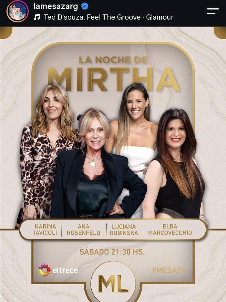 Los invitados de La Noche de Mirtha del sábado 5 de septiembre del 2026 (Foto: Instagram/@lamesazarg).