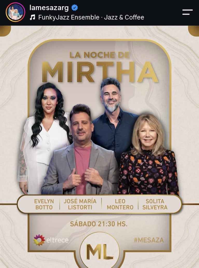 Los invitados de Mirtha Legrand del sábado 1 de agosto (Foto: Instagram/@lamesazarg).