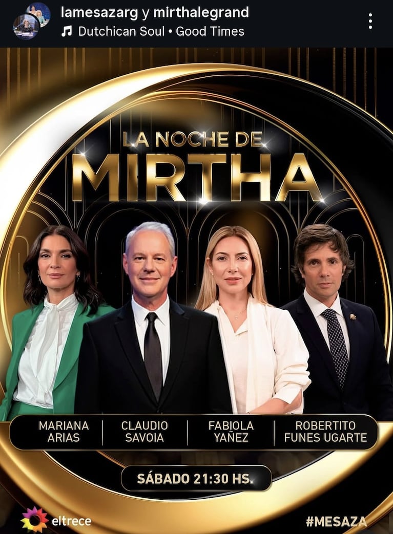 Los invitados de Mirtha Legrand del sábado 15 de noviembre (Foto: captura de Instagram/@lamesazarg).