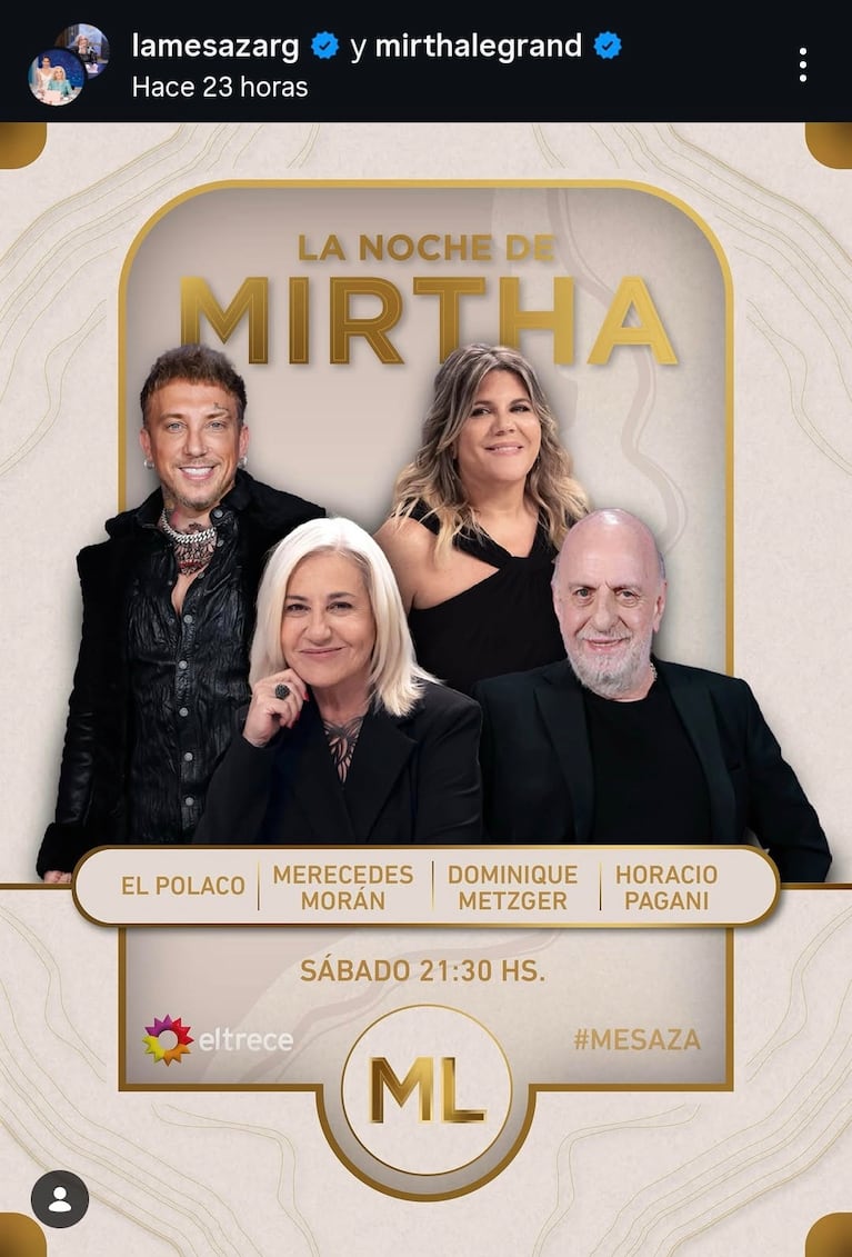 Los invitados de Mirtha Legrand del sábado 16 de mayo del 2026 (Foto: captura de eltrece).