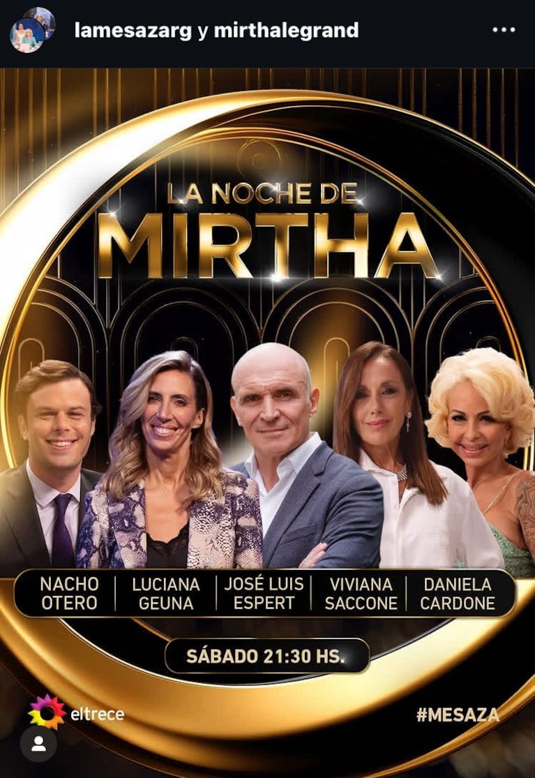 Los invitados de Mirtha Legrand  del sábado 21 de junio (Foto: captura de Instagram/@lamesazarg).