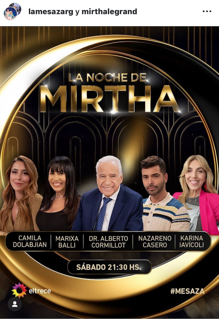Los invitados de Mirtha Legrand del sábado 22 de agosto (Foto: captura de Instagram/@lamesarg).