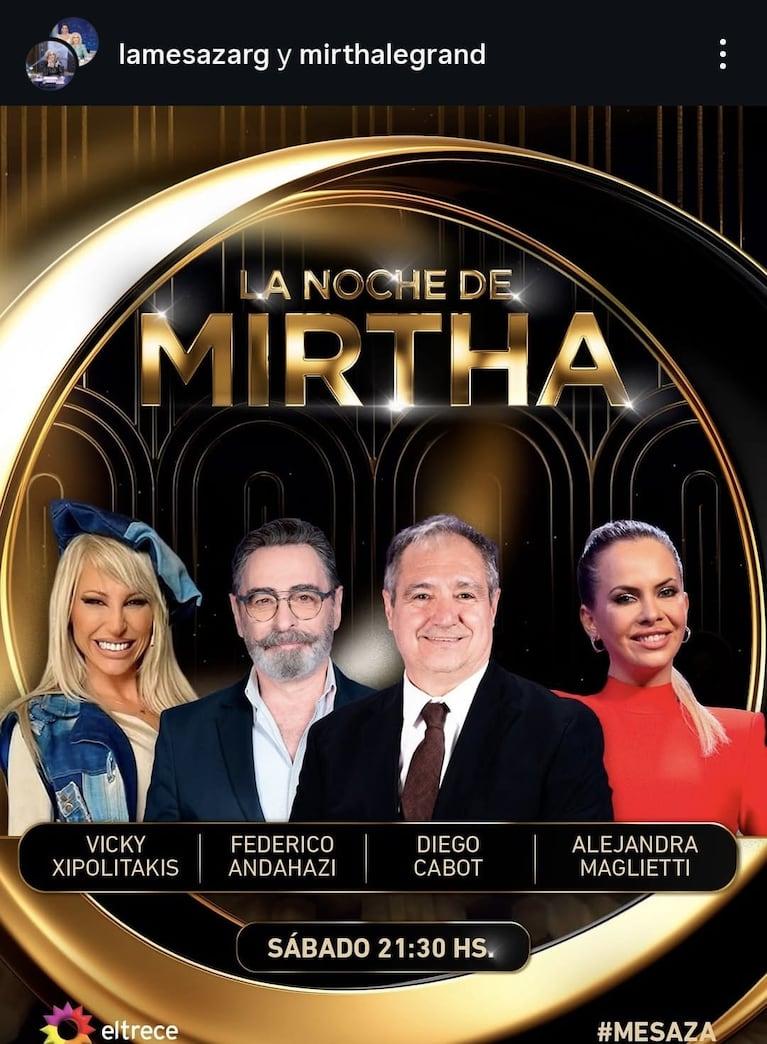 Los invitados de Mirtha Legrand del sábado 22 de noviembre (Foto: Instagram/@lamesazarg).