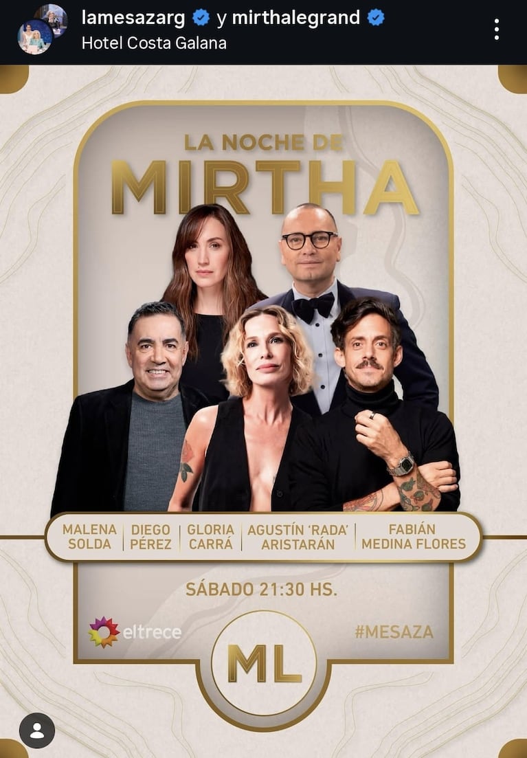 Los invitados de Mirtha Legrand del sábado 24 de enero del 2026 en Mar del Plata (Foto: Instagram/@lamesazarg).