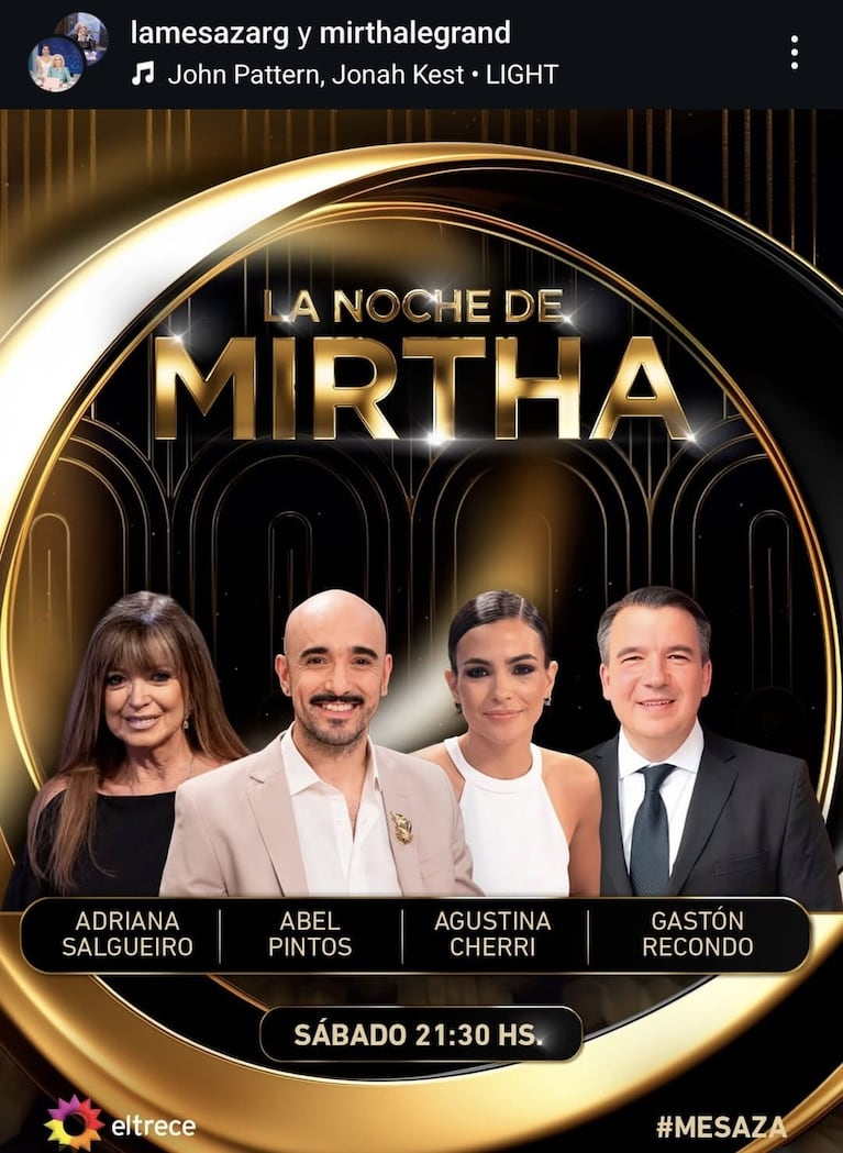 Los invitados de Mirtha Legrand del sábado 29 de noviembre (Foto: Instagram/@lamesazarg).