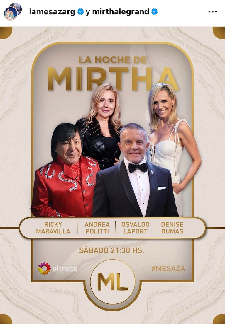 Los invitados de Mirtha Legrand del sábado 30 de mayo (Foto: Instagram/@lamesazarg).
