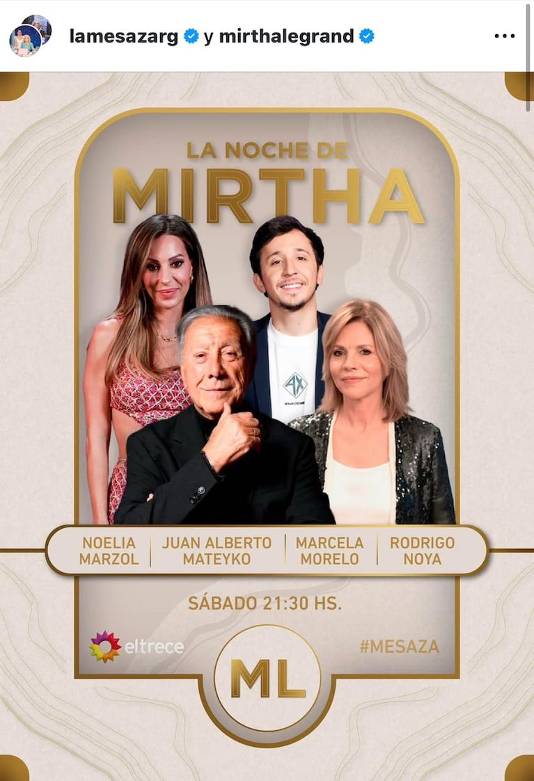 Los invitados de Mirtha Legrand del sábado 31 de enero del 2026 (Foto: Instagram/@lamesazarg).