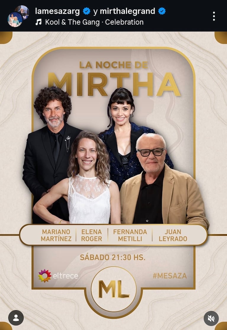 Los invitados de Mirtha Legrand del sábado 9 de mayo del 2026 (Foto: captura de Instagram/@lamesazarg).