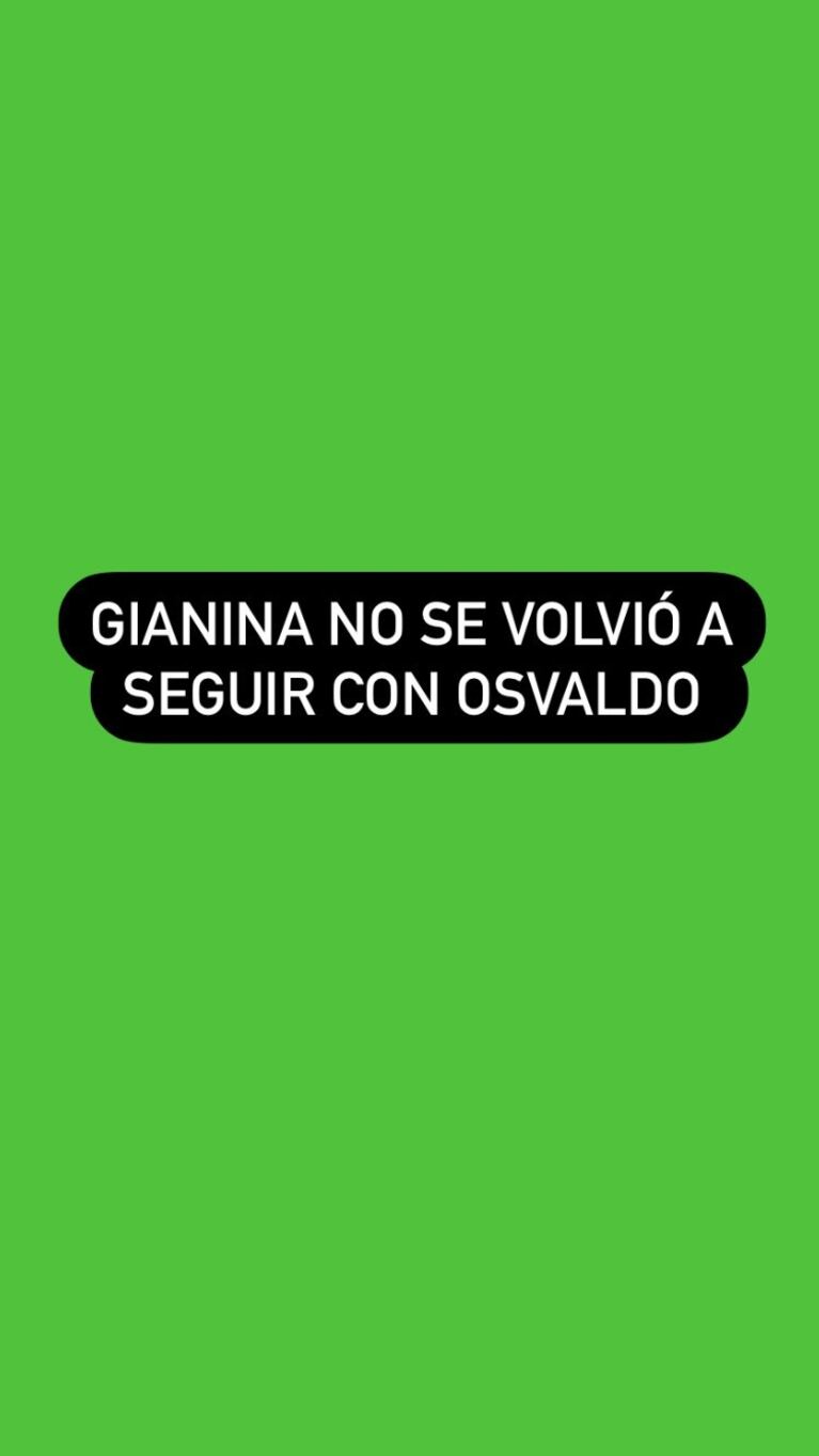Los llamativo guiños de Gianinna Maradona y Daniel Osvaldo, ¿reconciliados? Foto: Instagram Stories
