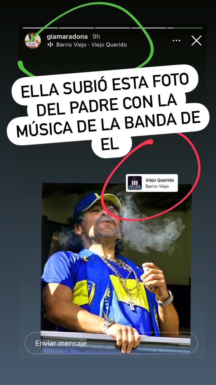 Los llamativo guiños de Gianinna Maradona y Daniel Osvaldo, ¿reconciliados? Foto: Instagram Stories