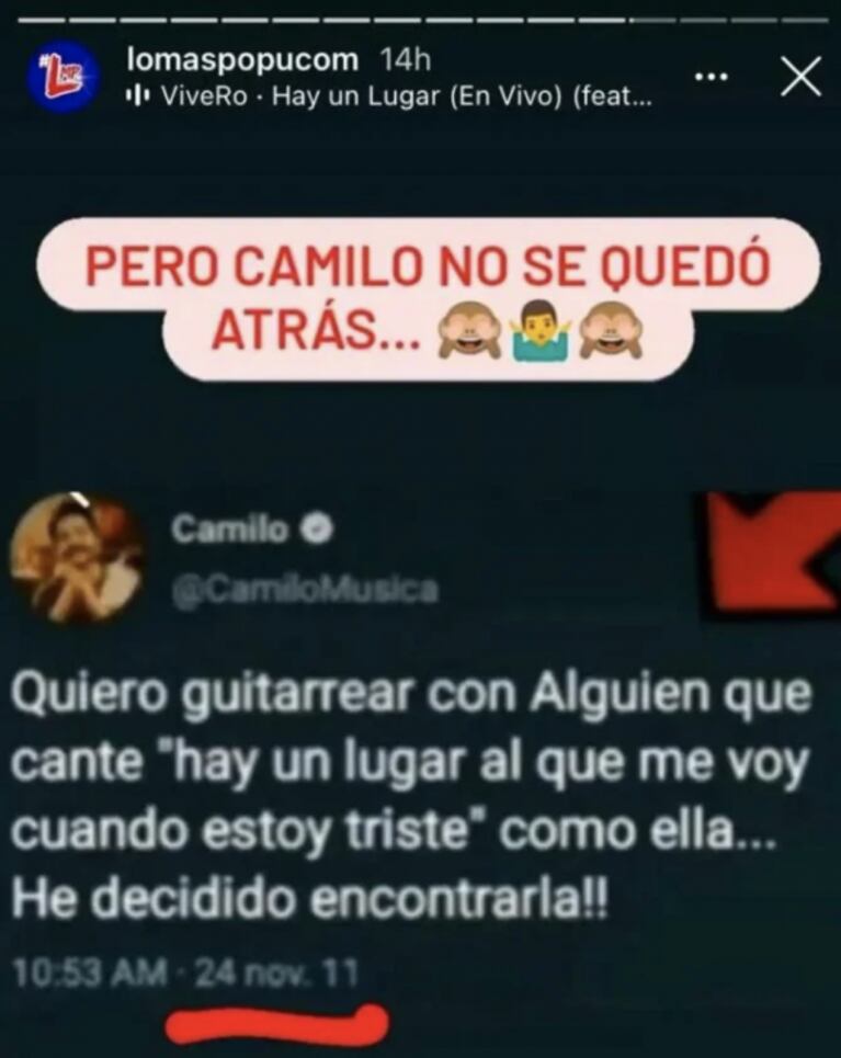 Los llamativos mensajes retro que Camilo Echeverry le dedicaba a Lali Espósito, antes de salir con Evaluna Montaner: "Aquí un colombiano que te ama"