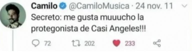 Los llamativos mensajes retro que Camilo Echeverry le dedicaba a Lali Espósito, antes de salir con Evaluna Montaner: "Aquí un colombiano que te ama" 