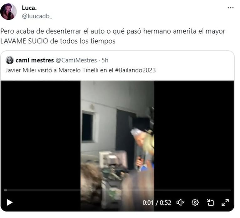 Los mejores memes de Javier Milei y su auto sucio, tras haber ido a buscar a Fátima Flórez al Bailando 2023