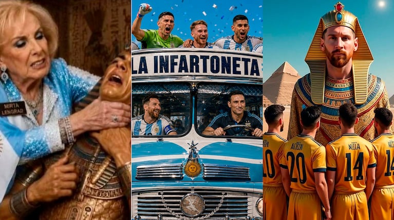 Los mejores memes del triunfo de Argentina: Mirtha Legrand, Tutankamón y la Infartoneta (Fotos: redes sociales).