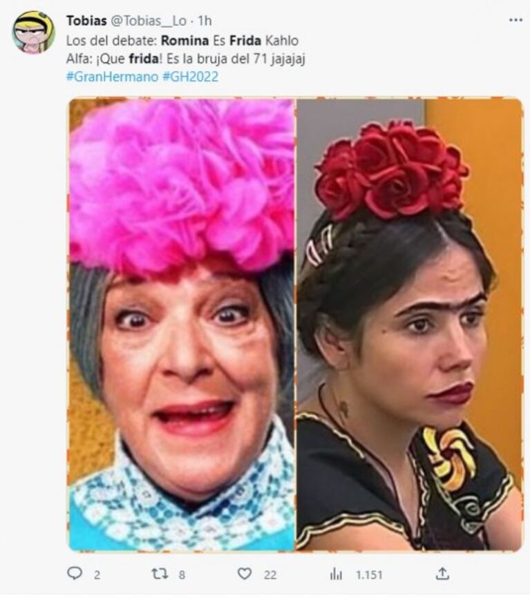 Los mejores memes por el look de Romina al estilo Frida Kahlo en la fiesta mexicana de Gran Hermano 2022