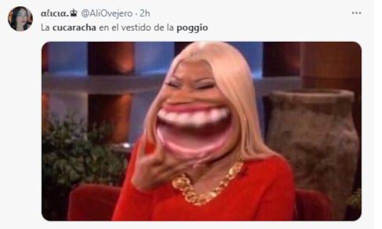 Los memes de la cucaracha en el vestido de Julieta Poggio en Gran Hermano (Imagen: Twitter/X)