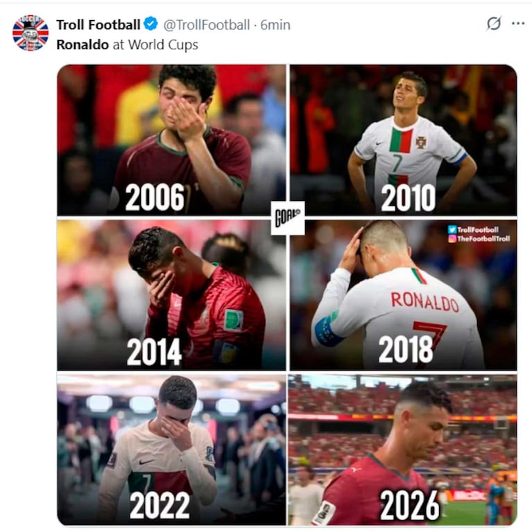 Los memes de la derrota de Portugal en el Mundial 2026 (Foto: X.com)