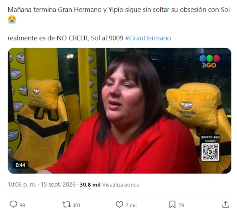 Los memes de la previa de la final de la Gran Hermano Generación Dorada (Foto: captura de X).
