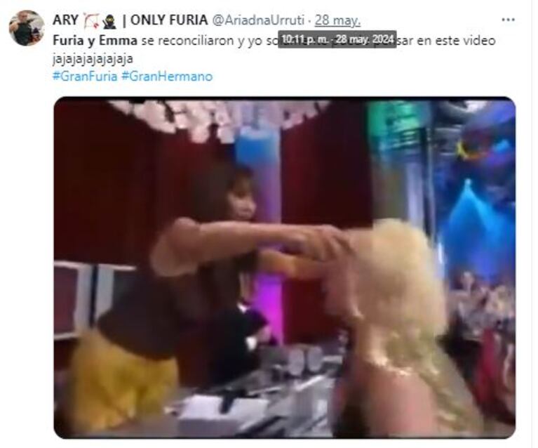 Los memes de la reconciliación de Furia 
 y Emma en Gran Hermano (Foto: Twitter / X)