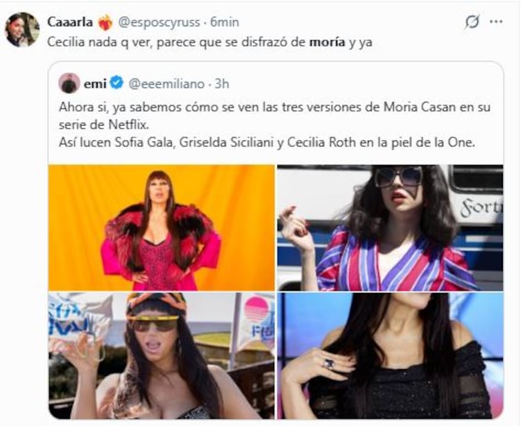 Los memes de las fotos de Cecilia Roth como Moria Casán (Foto: Twitter / X)
